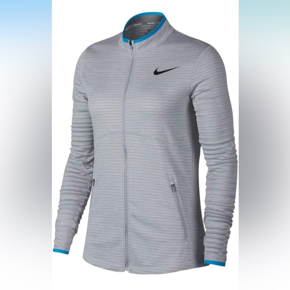 NIKE Dri Fit Lightweight Full Zip Golf Jacket Women Wolf Gray/Flat Silver - Picture 1 of 9